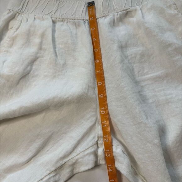 Rachel Roy White Linen Ankle Pant Pockets Elastic Waist Casual Relaxed Size L - Picture 6 of 10